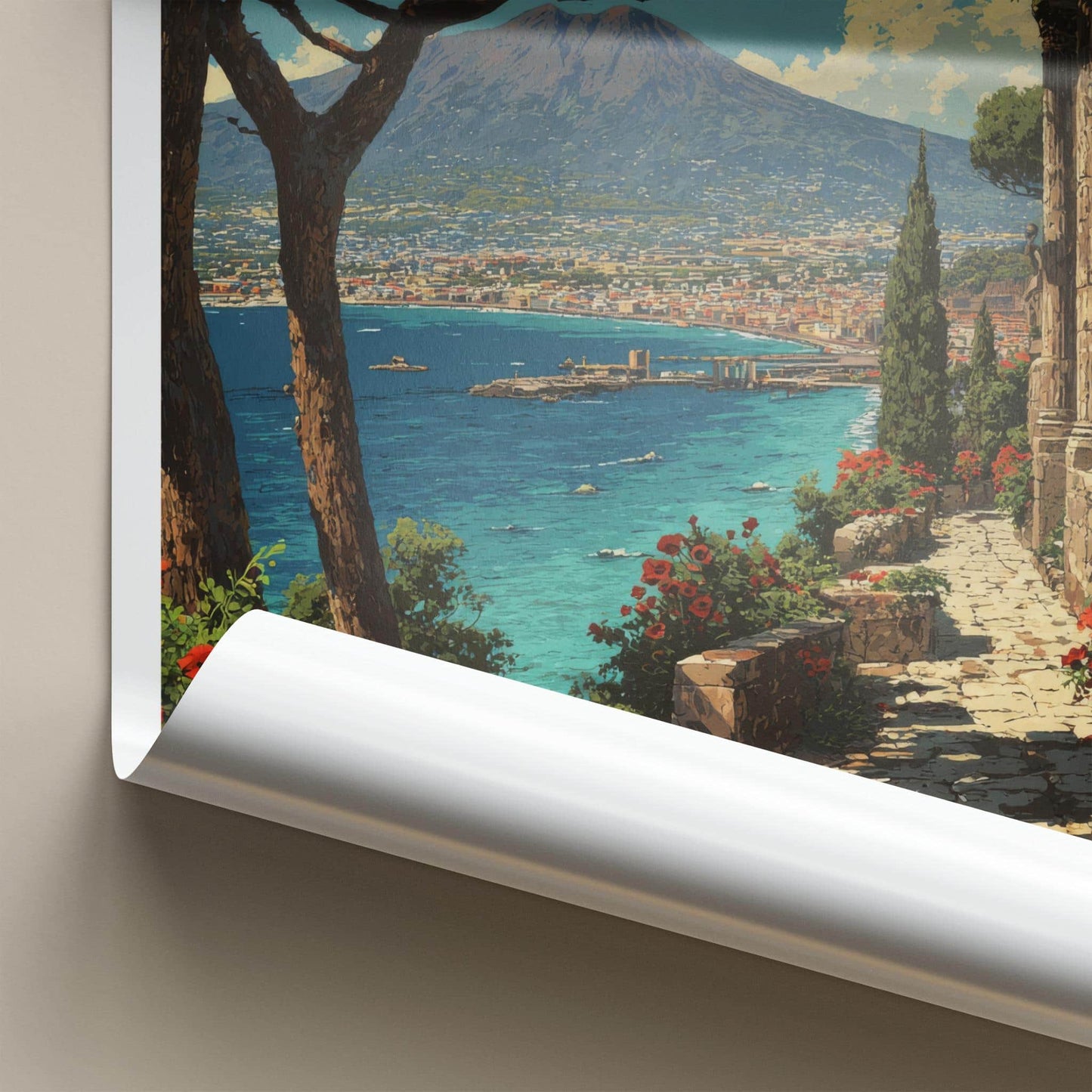 Mount Vesuvius Poster - Italy Travel Art - Ancient Ruin Path Home Decor