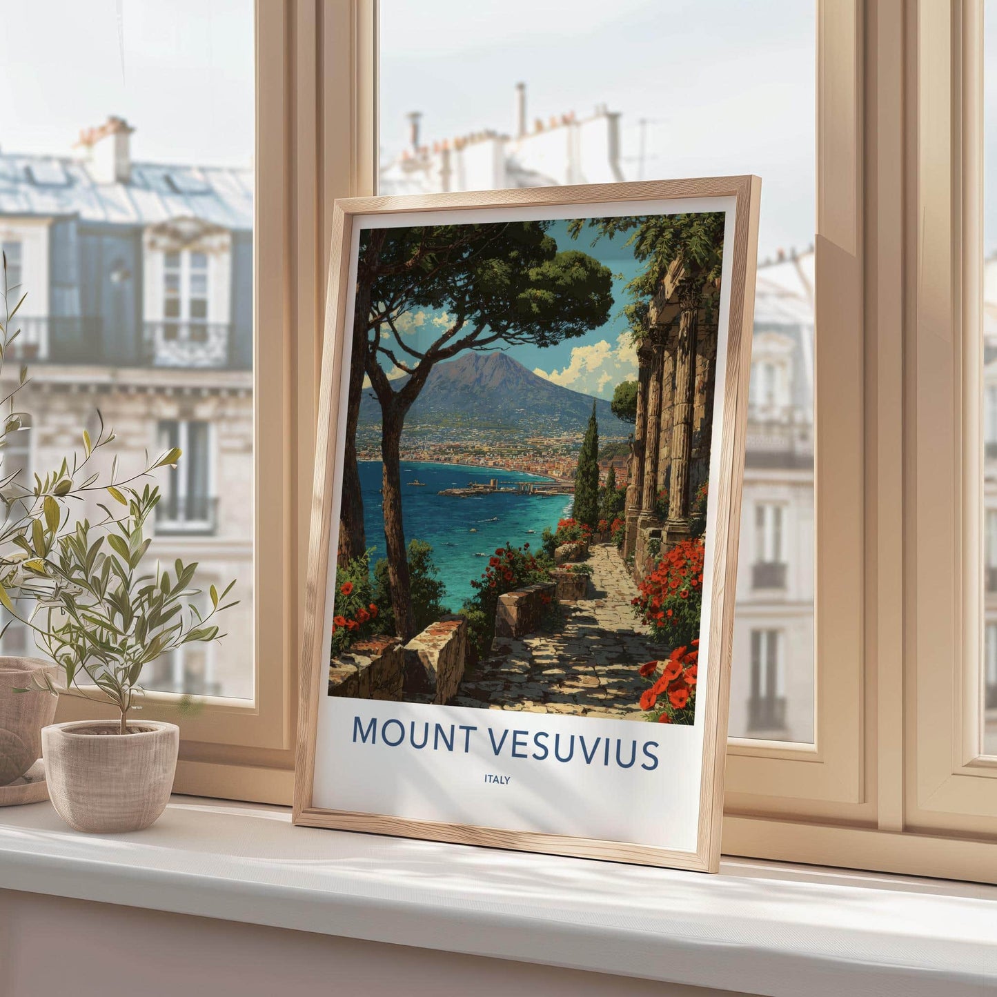 Mount Vesuvius Poster - Italy Travel Art - Ancient Ruin Path Home Decor