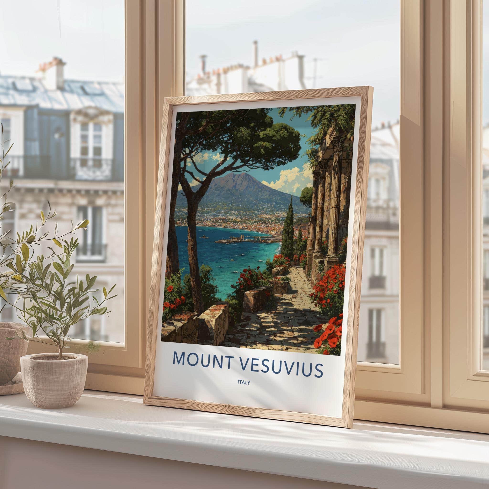 Mount Vesuvius Poster - Italy Travel Art - Ancient Ruin Path Home Decor
