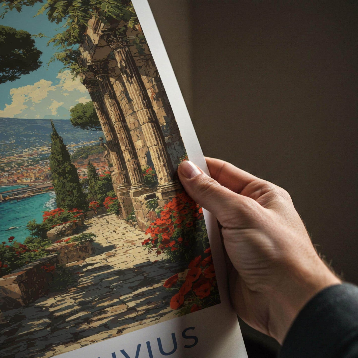 Mount Vesuvius Poster - Italy Travel Art - Ancient Ruin Path Home Decor
