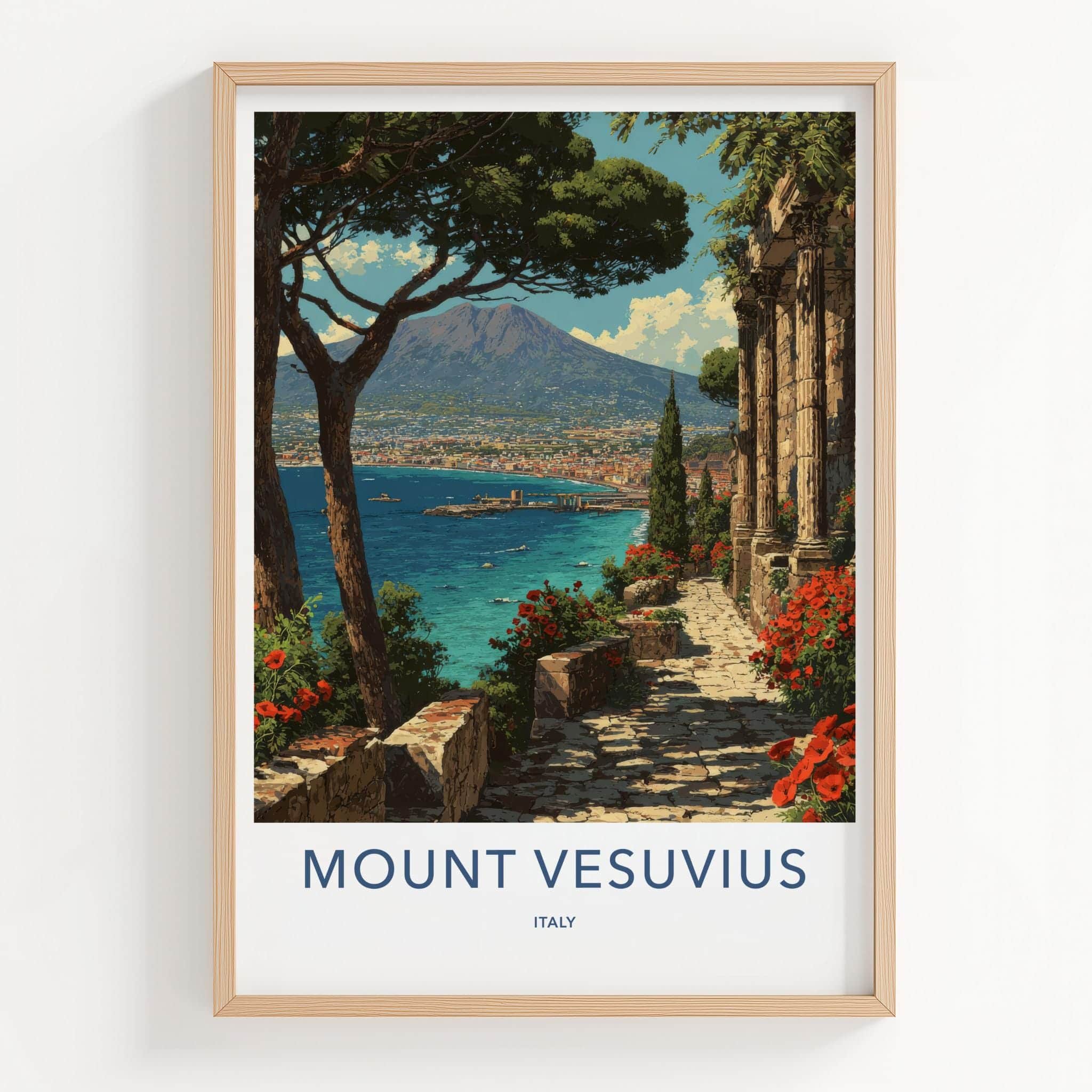 Mount Vesuvius Poster - Italy Travel Art - Ancient Ruin Path Home Decor