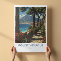 Mount Vesuvius Poster - Italy Travel Art - Vibrant Coastal Path Home Decor