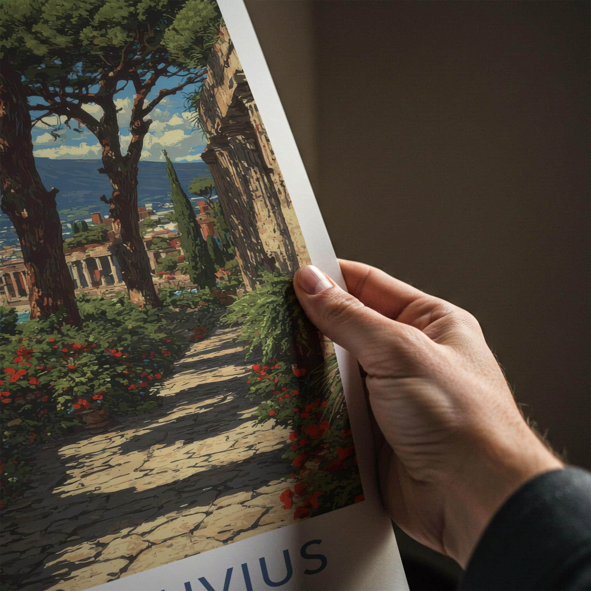 Mount Vesuvius Poster - Italy Travel Art - Vibrant Coastal Path Home Decor