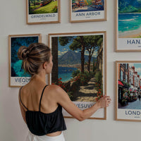 Mount Vesuvius Poster - Italy Travel Art - Vibrant Coastal Path Home Decor