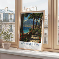 Mount Vesuvius Poster - Italy Travel Art - Vibrant Coastal Path Home Decor