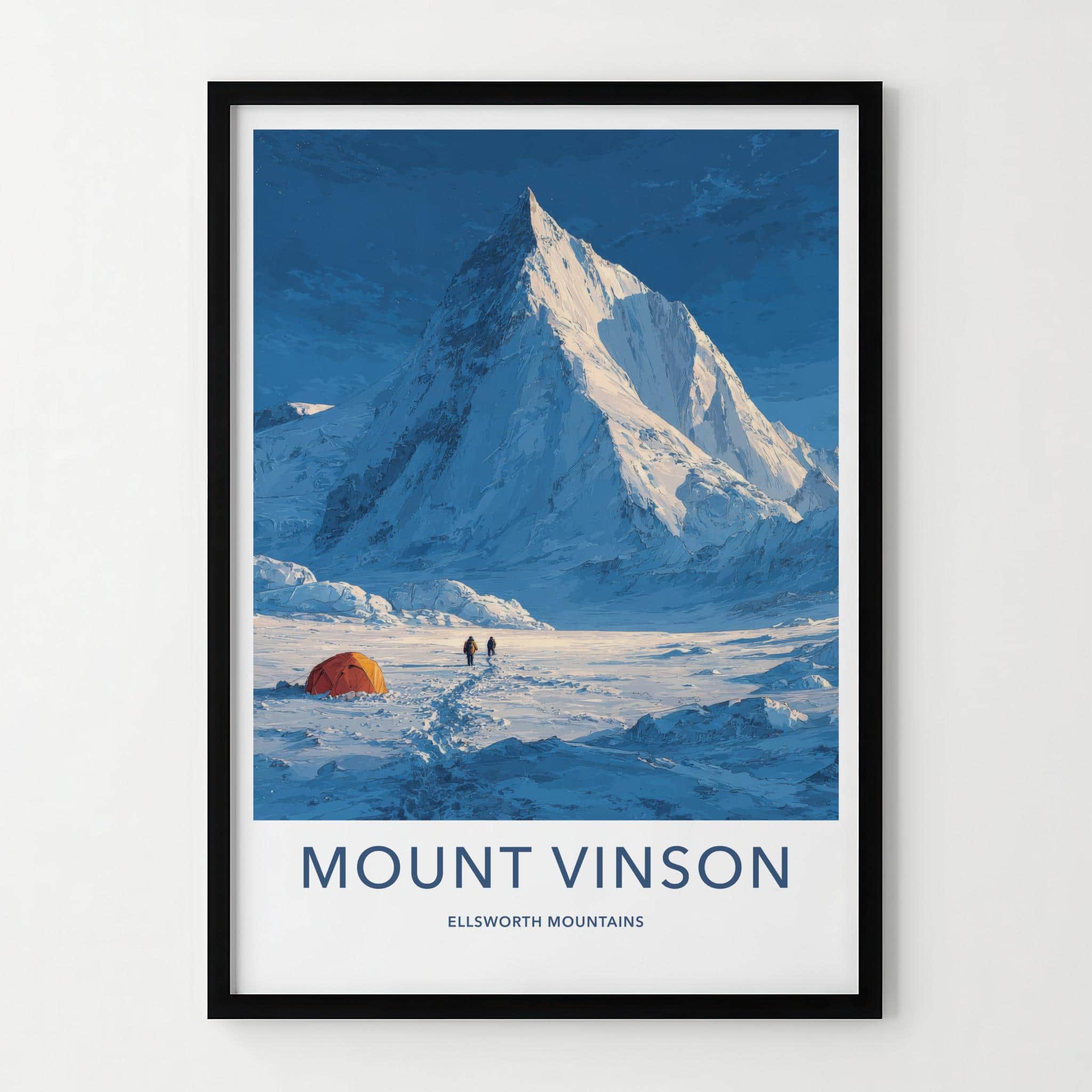 Mount Vinson Poster - Antarctica Travel Art - Snowy Expedition Camp Home Decor