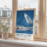 Mount Vinson Poster - Antarctica Travel Art - Snowy Expedition Camp Home Decor