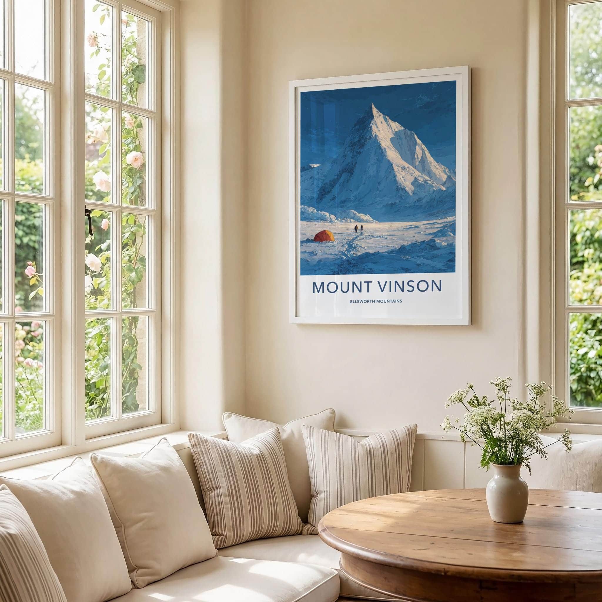 Mount Vinson Poster - Antarctica Travel Art - Snowy Expedition Camp Home Decor
