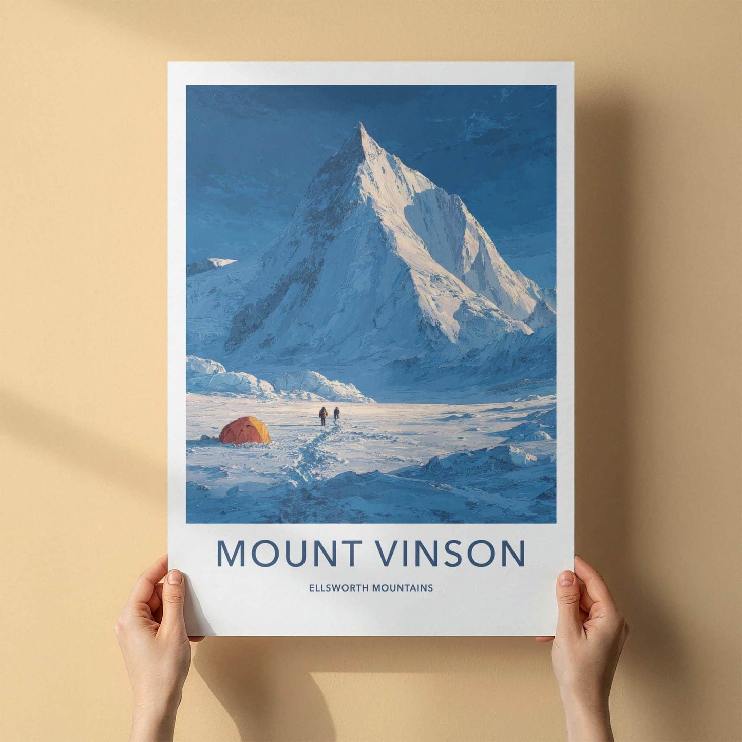 Mount Vinson Poster - Antarctica Travel Art - Snowy Expedition Camp Home Decor