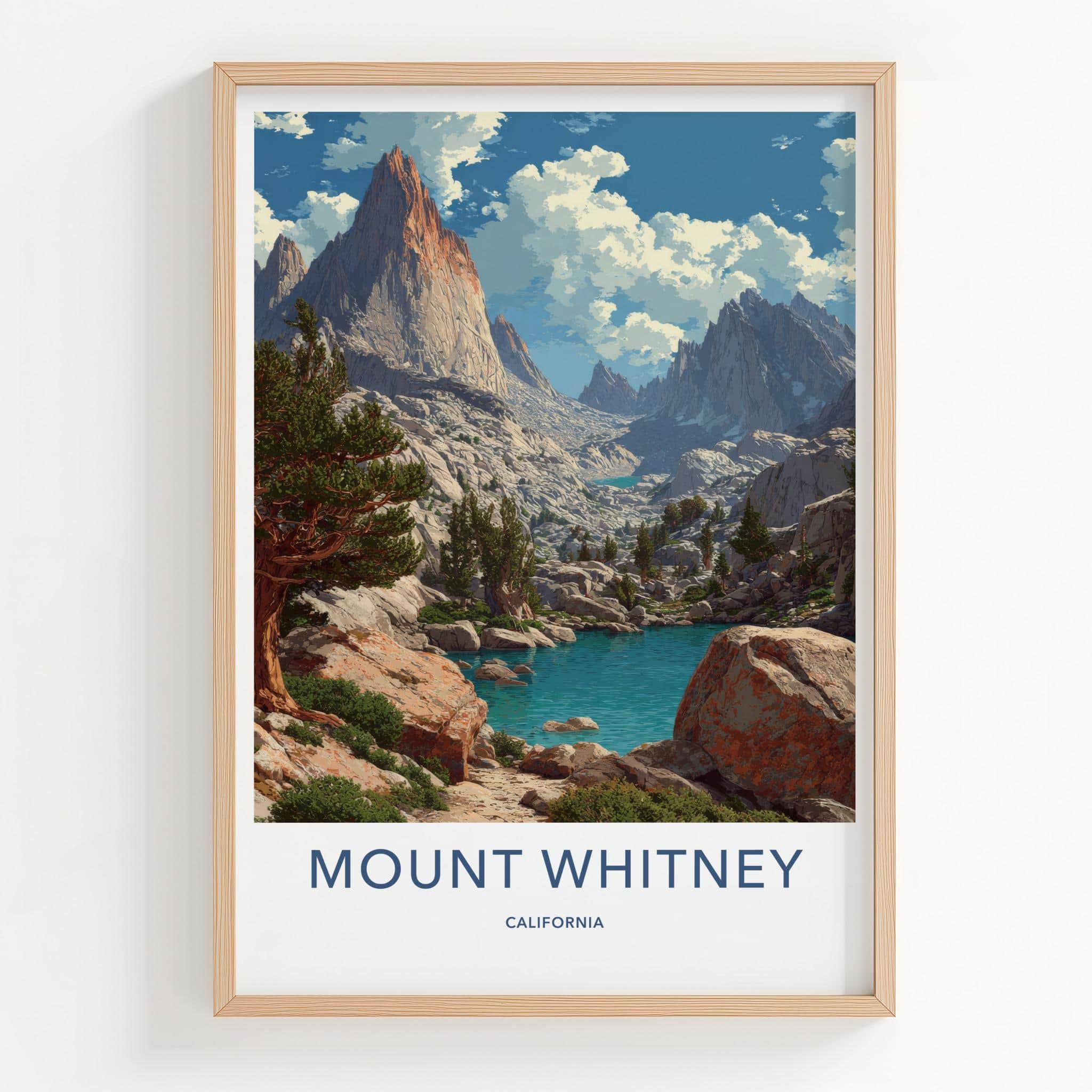Mount Whitney Poster - California Travel Art - Pristine Mountain Lake Home Decor