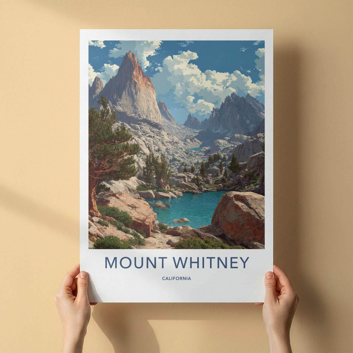 Mount Whitney Poster - California Travel Art - Pristine Mountain Lake Home Decor