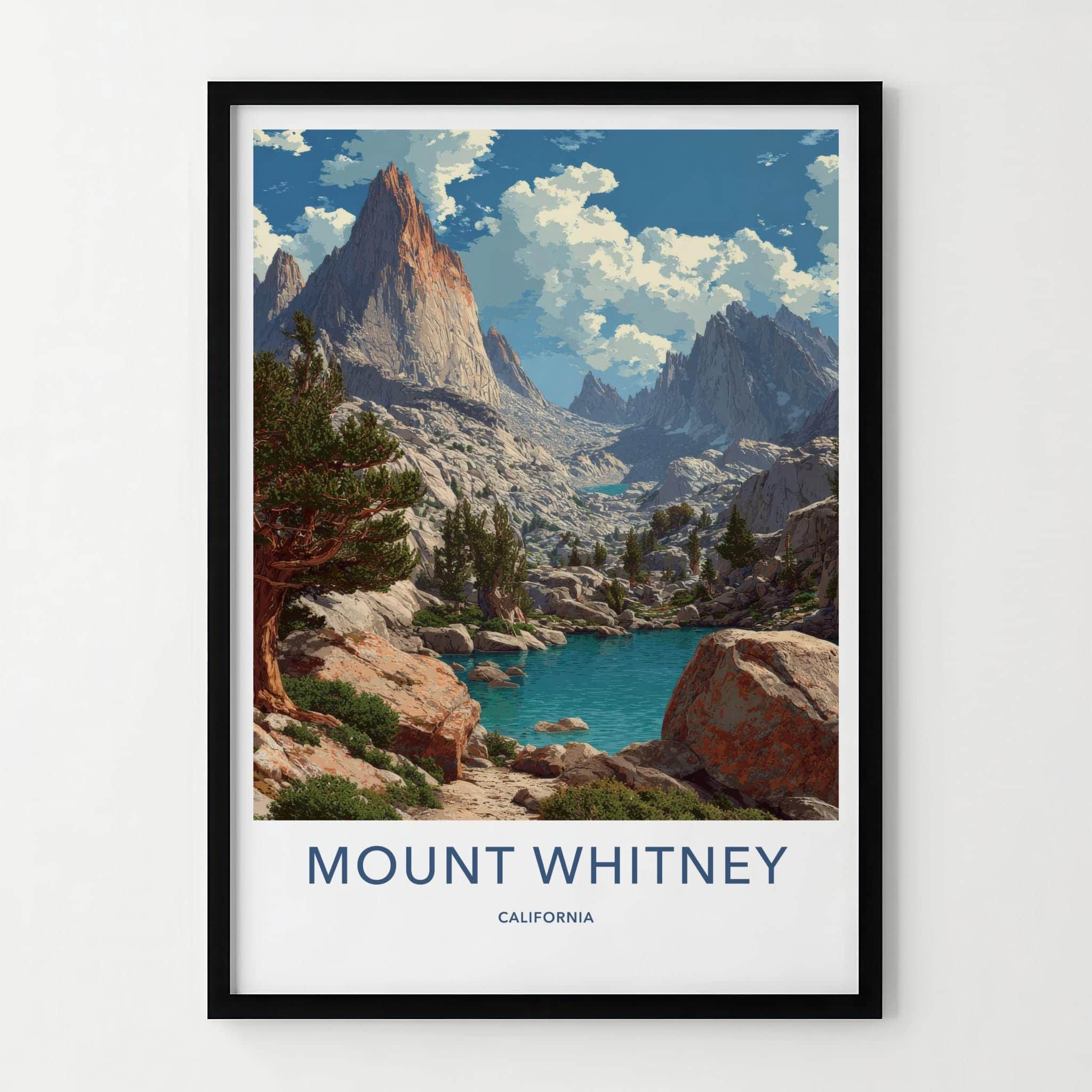 Mount Whitney Poster - California Travel Art - Pristine Mountain Lake Home Decor