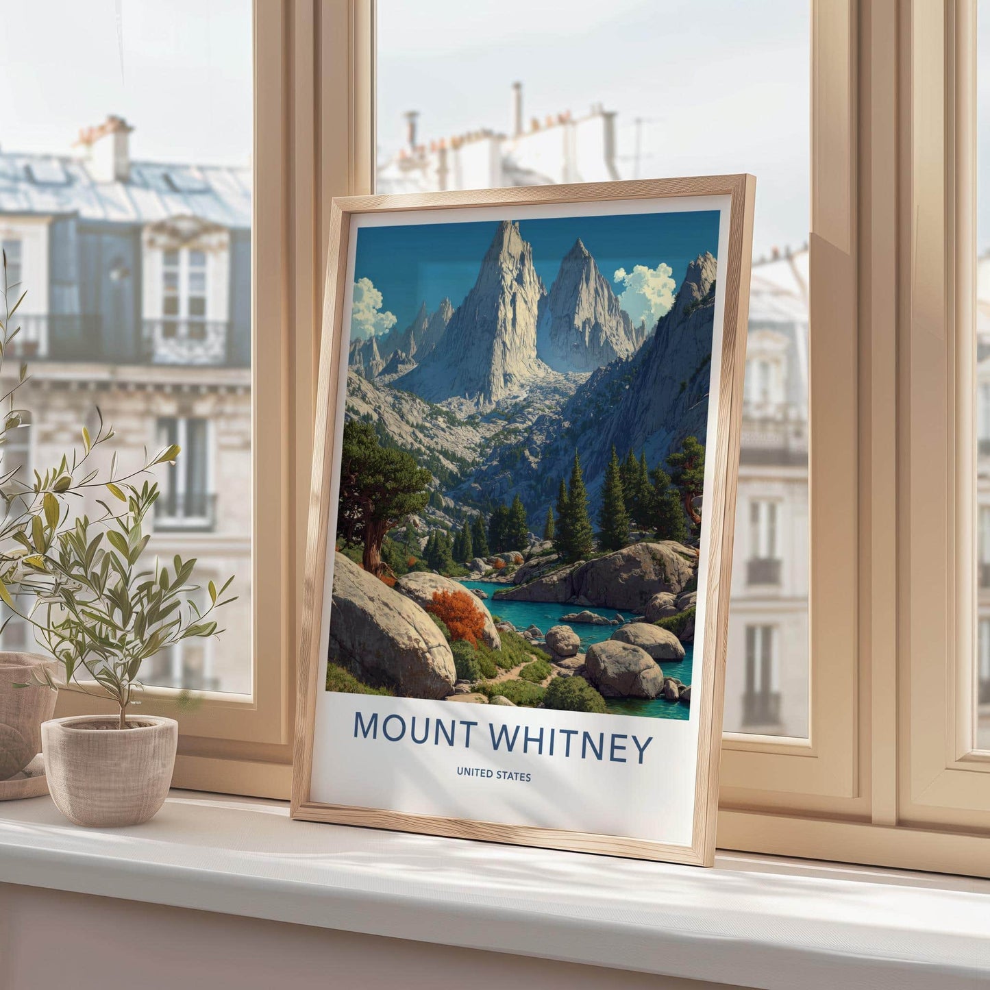 Mount Whitney Poster - California Travel Art - Serene Mountain Lake Home Decor