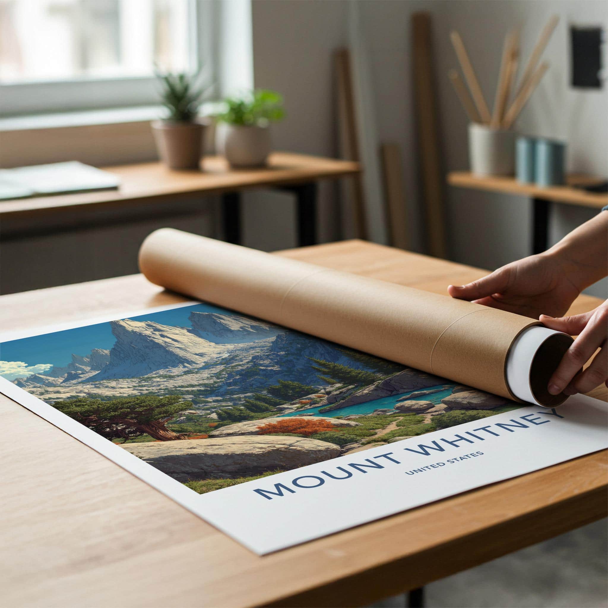 Mount Whitney Poster - California Travel Art - Serene Mountain Lake Home Decor