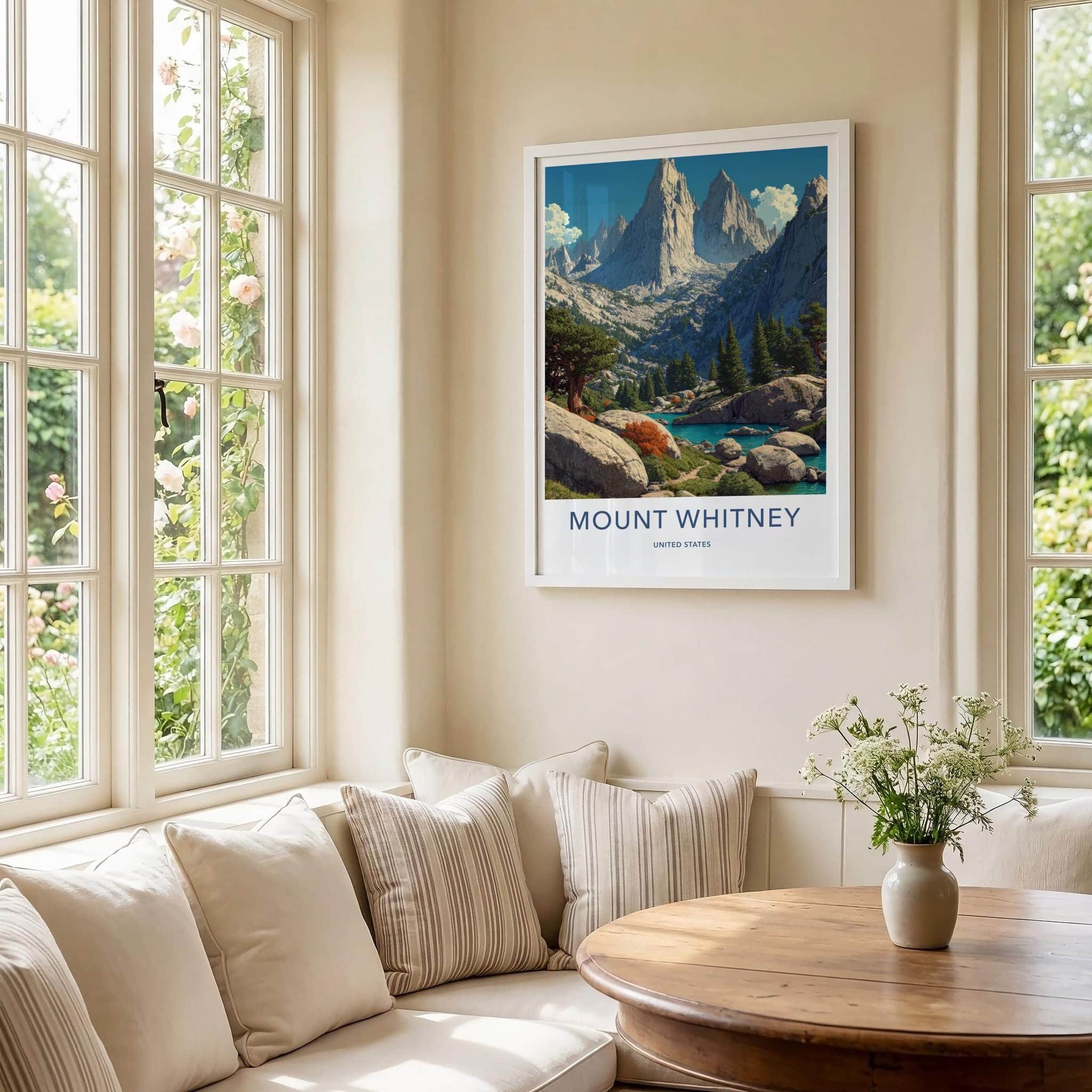 Mount Whitney Poster - California Travel Art - Serene Mountain Lake Home Decor