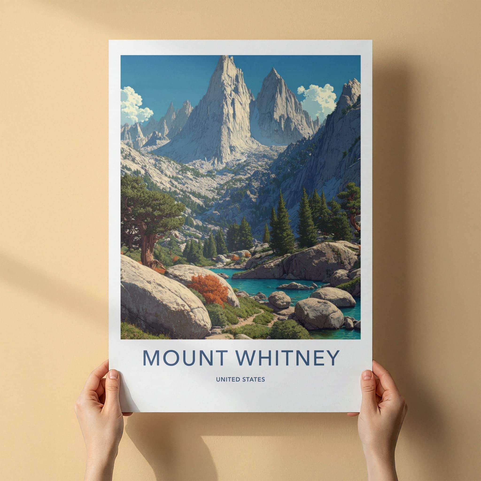 Mount Whitney Poster - California Travel Art - Serene Mountain Lake Home Decor