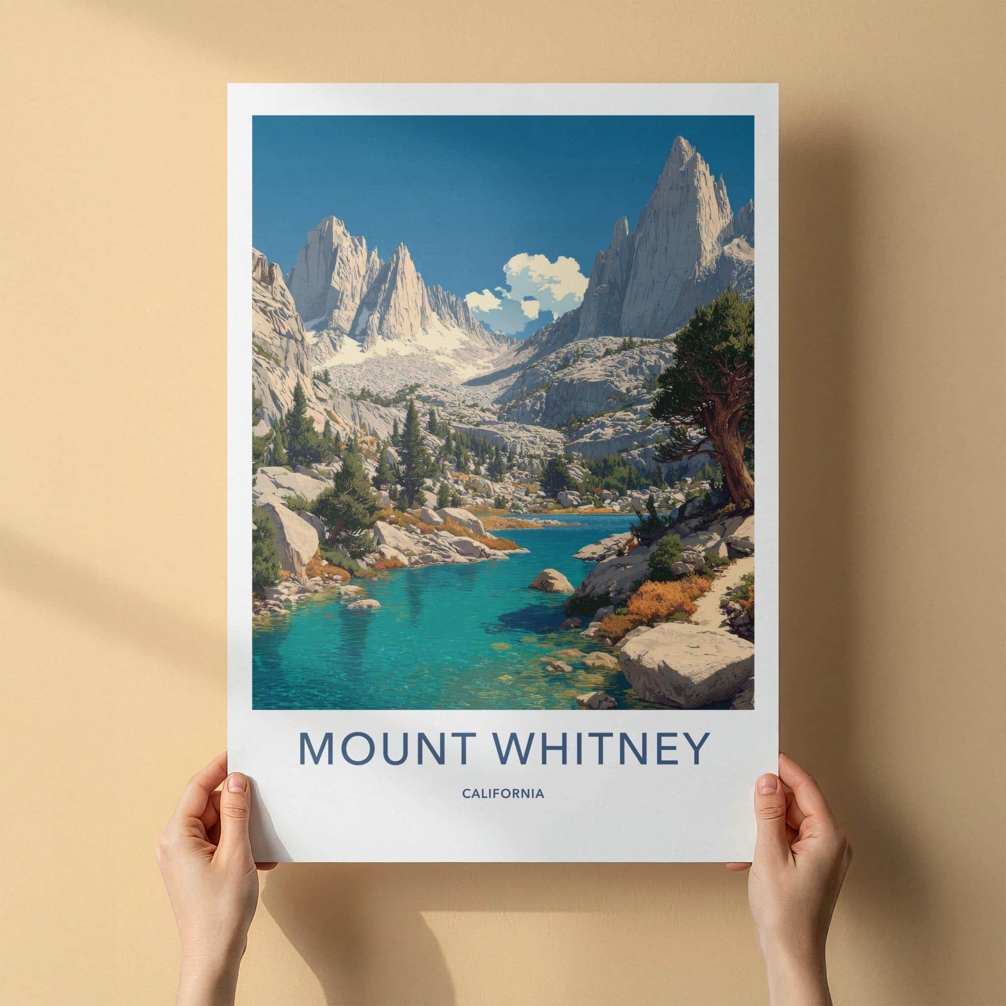 Mount Whitney Poster - California Travel Art - Towering Granite Peaks Wall Decor
