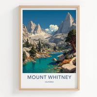 Mount Whitney Poster - California Travel Art - Towering Granite Peaks Wall Decor
