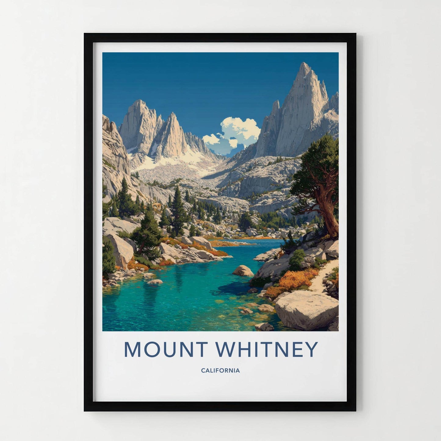 Mount Whitney Poster - California Travel Art - Towering Granite Peaks Wall Decor