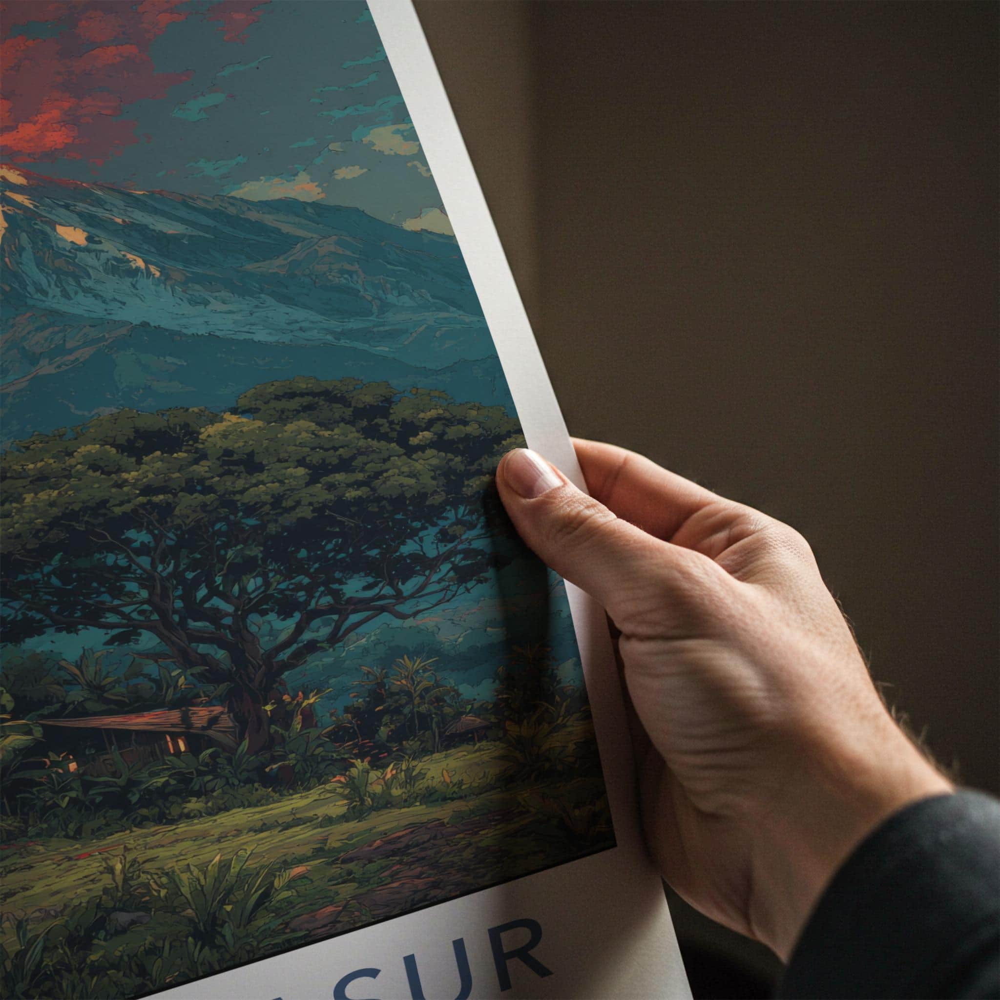 Mount Yasur Poster - Vanuatu Travel Art - Erupting Volcano Huts Home Decor
