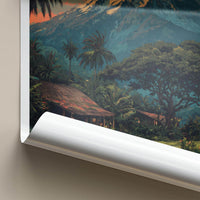 Mount Yasur Poster - Vanuatu Travel Art - Erupting Volcano Huts Home Decor
