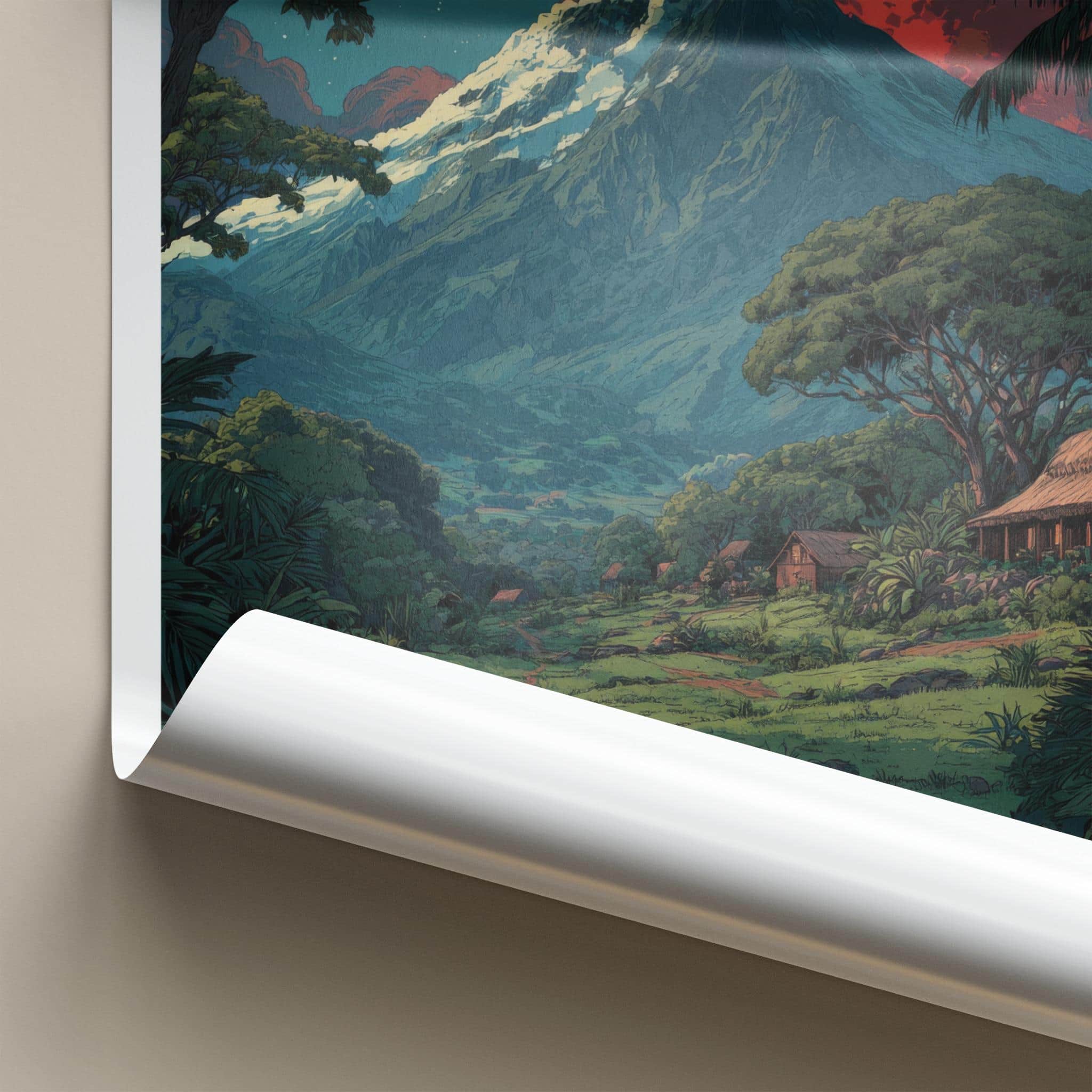 MOUNT YASUR Poster - Vanuatu Travel Art - Fiery Night Eruption Home Decor