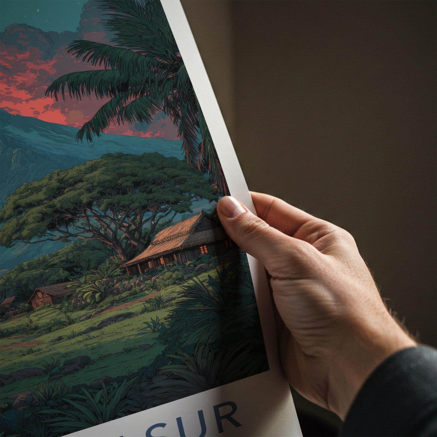 MOUNT YASUR Poster - Vanuatu Travel Art - Fiery Night Eruption Home Decor