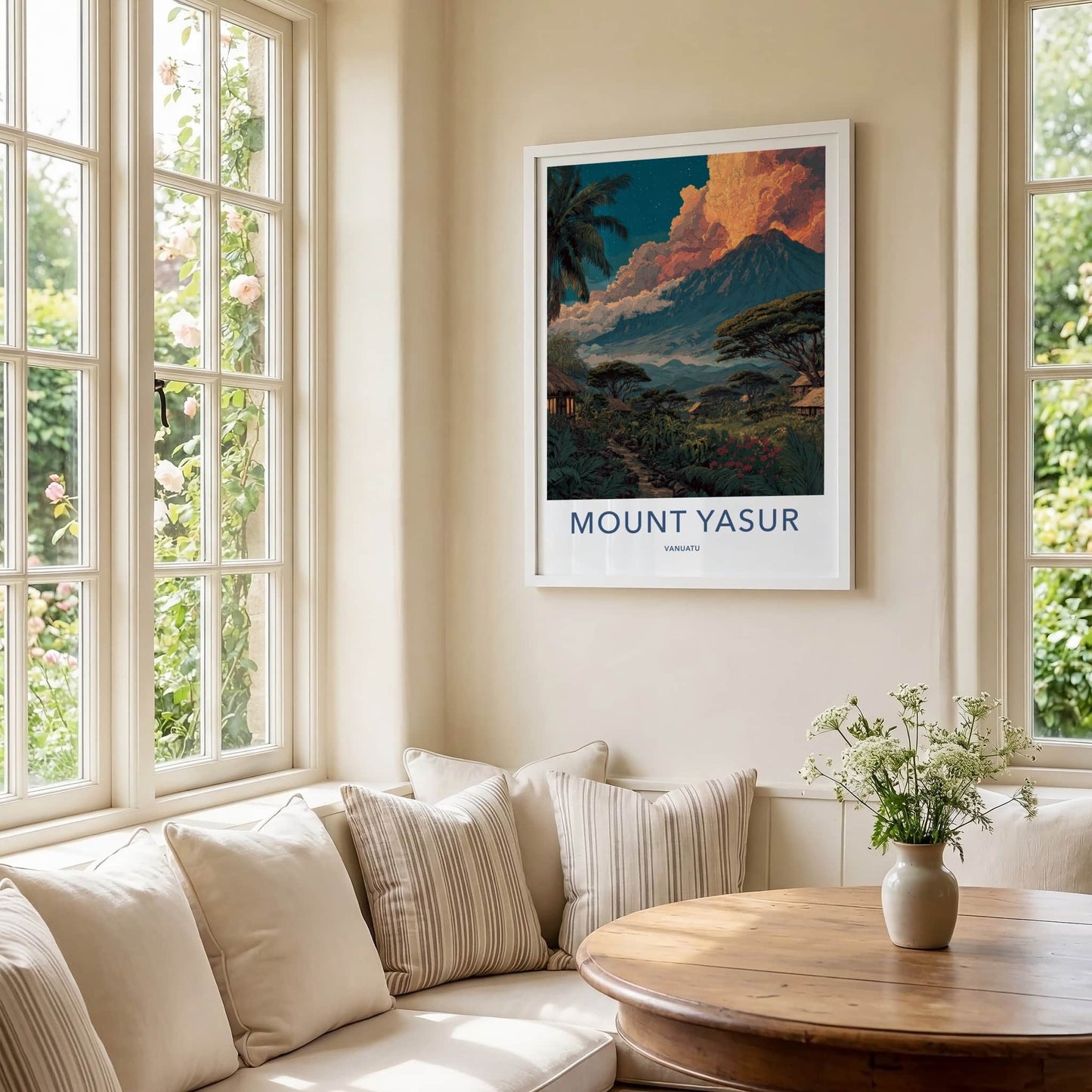 Mount Yasur Poster - Vanuatu Travel Art - Fiery Volcanic Cloud Gallery Art