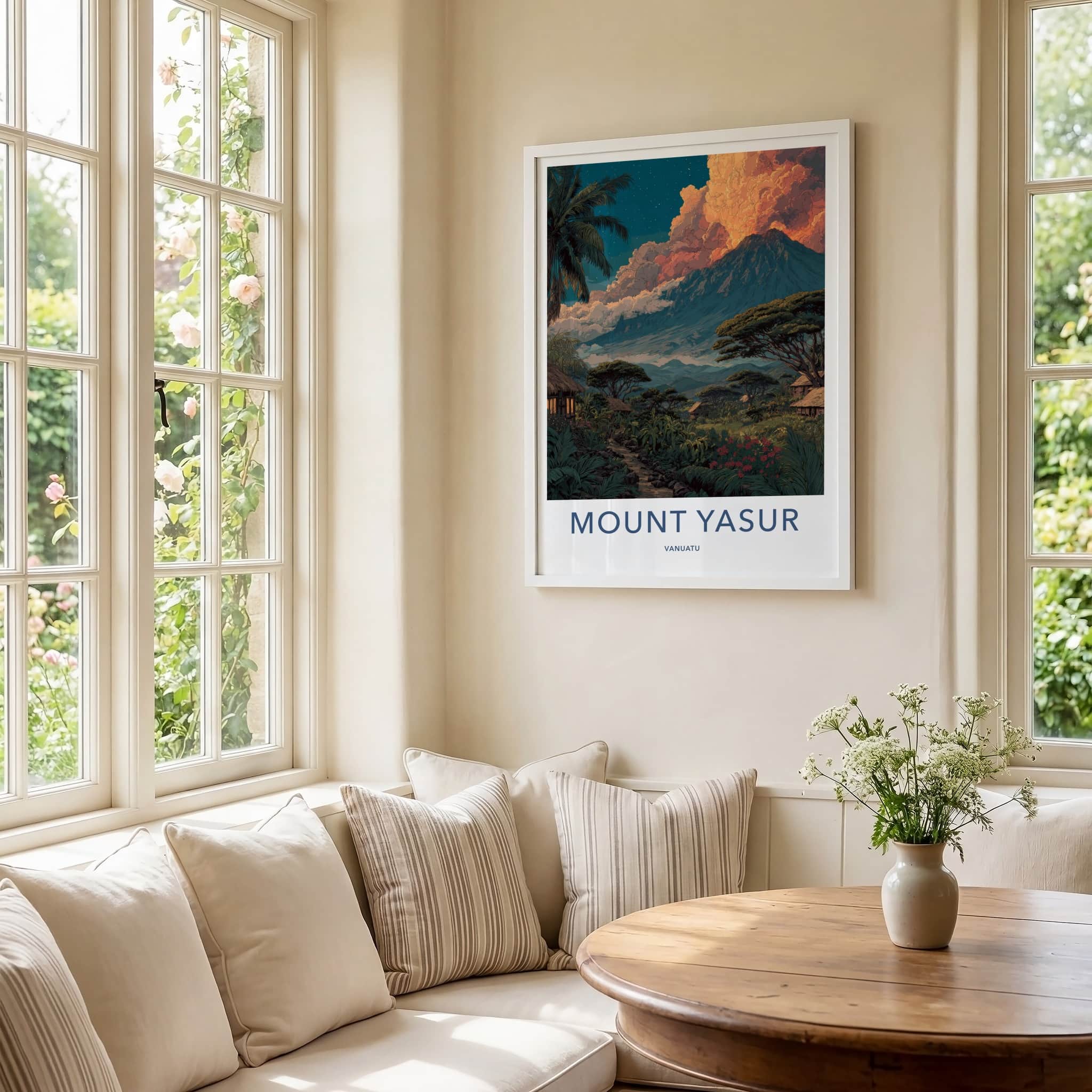 Mount Yasur Poster - Vanuatu Travel Art - Fiery Volcanic Cloud Gallery Art