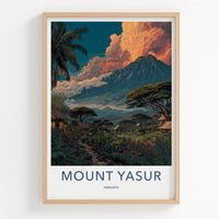Mount Yasur Poster - Vanuatu Travel Art - Fiery Volcanic Cloud Gallery Art