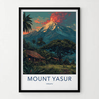 Mount Yasur Poster - Vanuatu Travel Art - Fiery Volcano Landscape Home Decor