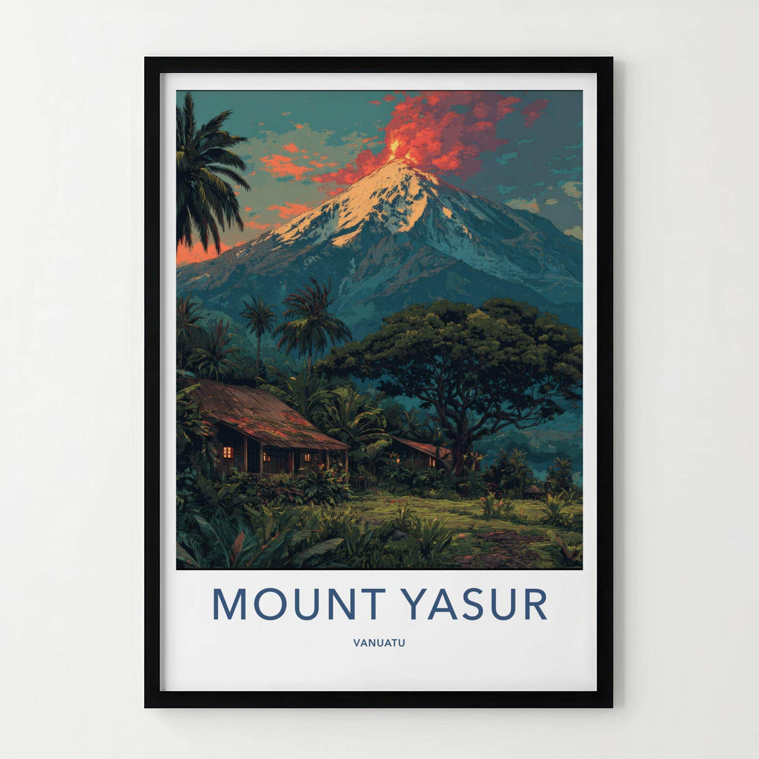 Mount Yasur Poster - Vanuatu Travel Art - Fiery Volcano Landscape Home Decor
