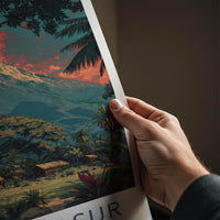 Mount Yasur Poster - Vanuatu Travel Art - Volcano Glowing Jungle Home Decor