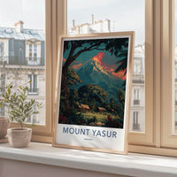 Mount Yasur Poster - Vanuatu Travel Art - Volcano Glowing Jungle Home Decor
