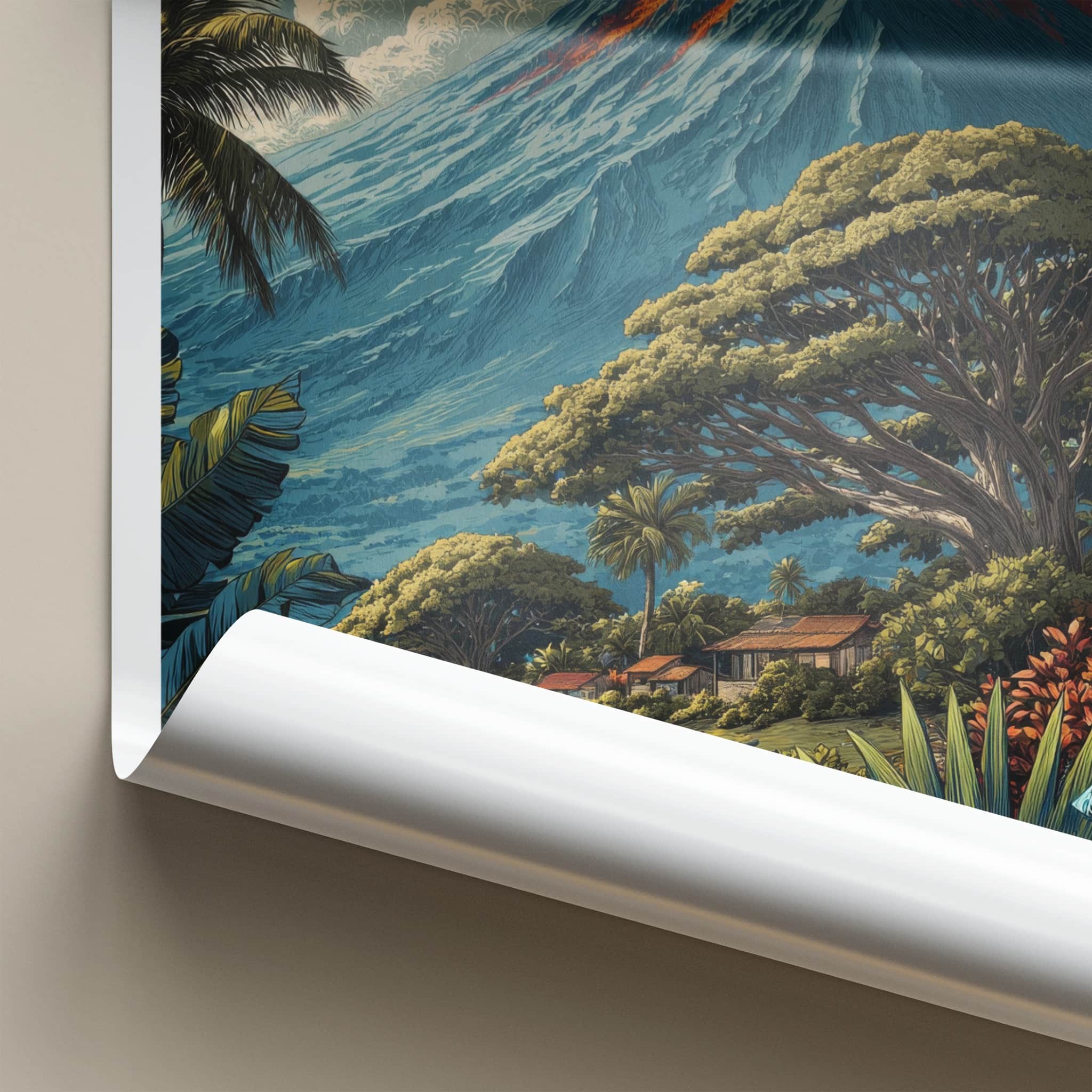 Mount Yasur Poster - Vanuatu Travel Art - Volcano Plume Gift