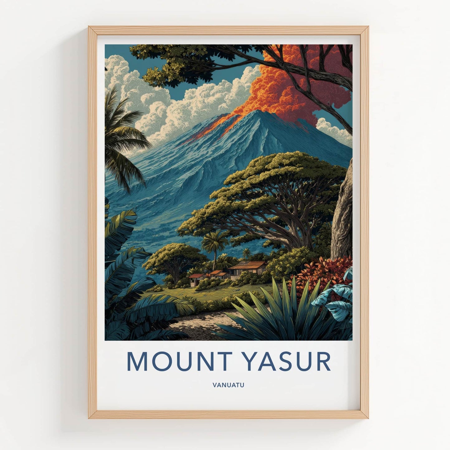 Mount Yasur Poster - Vanuatu Travel Art - Volcano Plume Gift