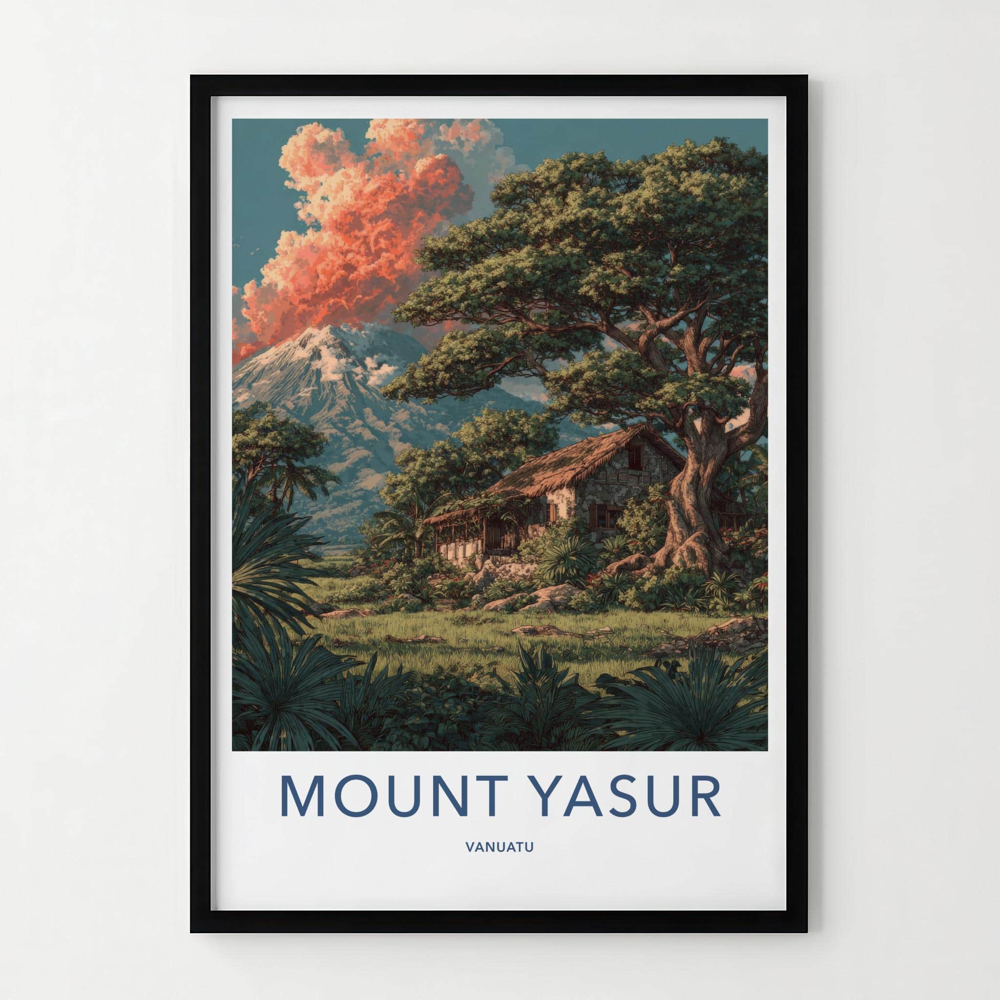 Mount Yasur Poster - Vanuatu Travel Art - Volcano Tropical Hut Home Decor
