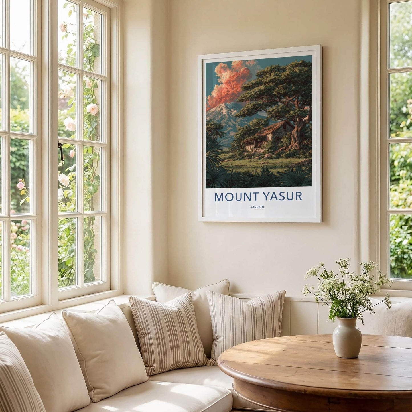 Mount Yasur Poster - Vanuatu Travel Art - Volcano Tropical Hut Home Decor