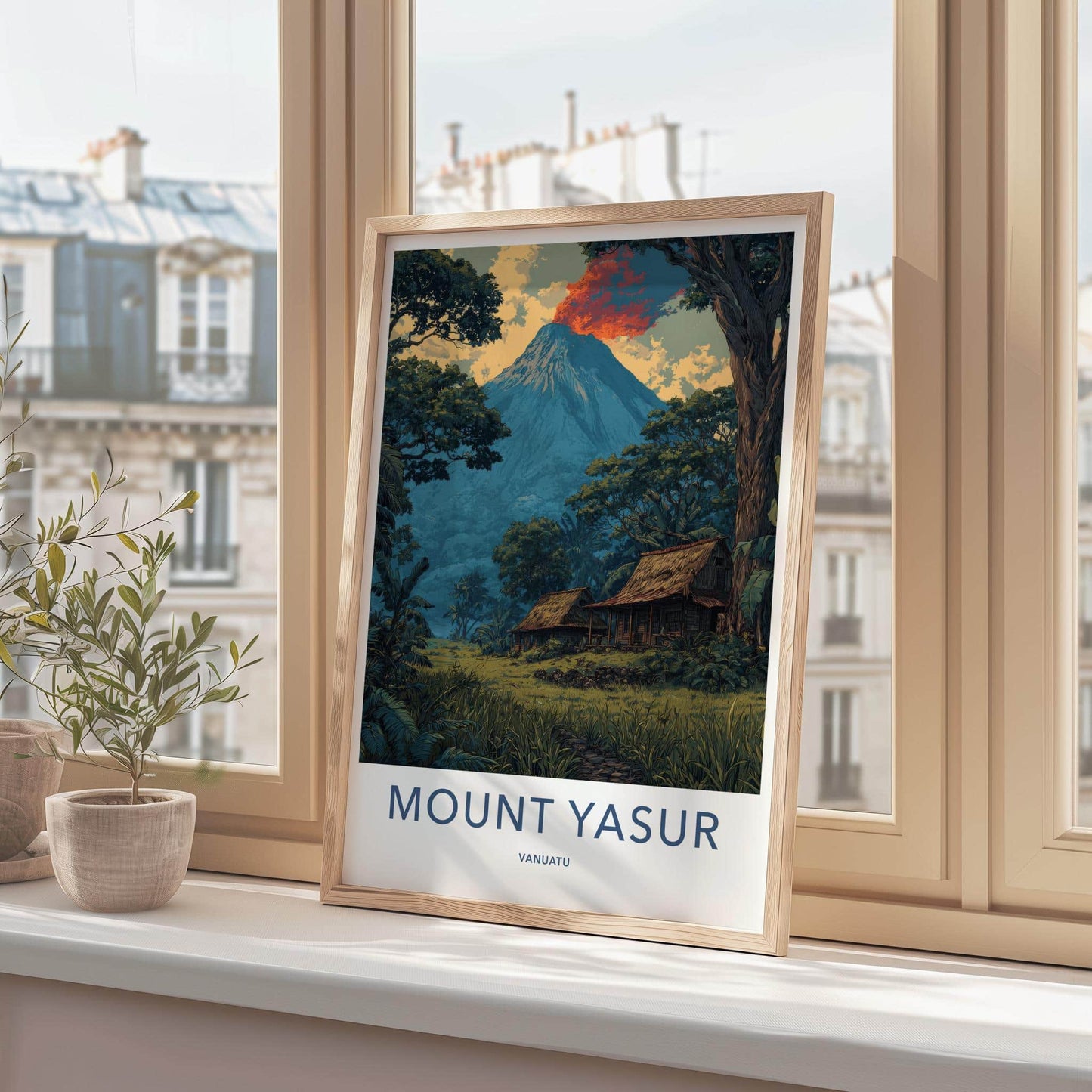 Mount Yasur Poster - Vanuatu Wall Art - Erupting Volcano Huts Home Decor