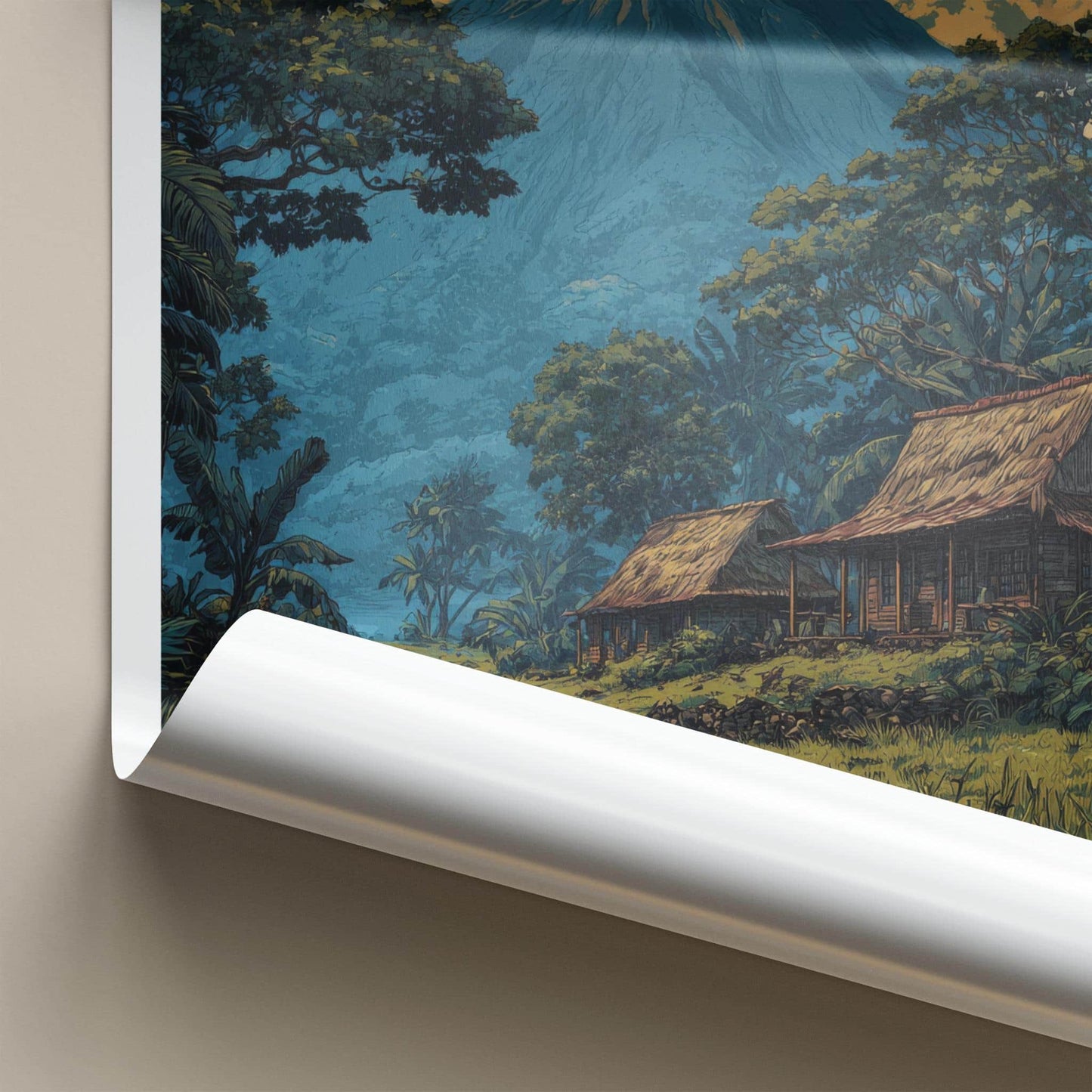 Mount Yasur Poster - Vanuatu Wall Art - Erupting Volcano Huts Home Decor