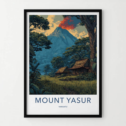 Mount Yasur Poster - Vanuatu Wall Art - Erupting Volcano Huts Home Decor