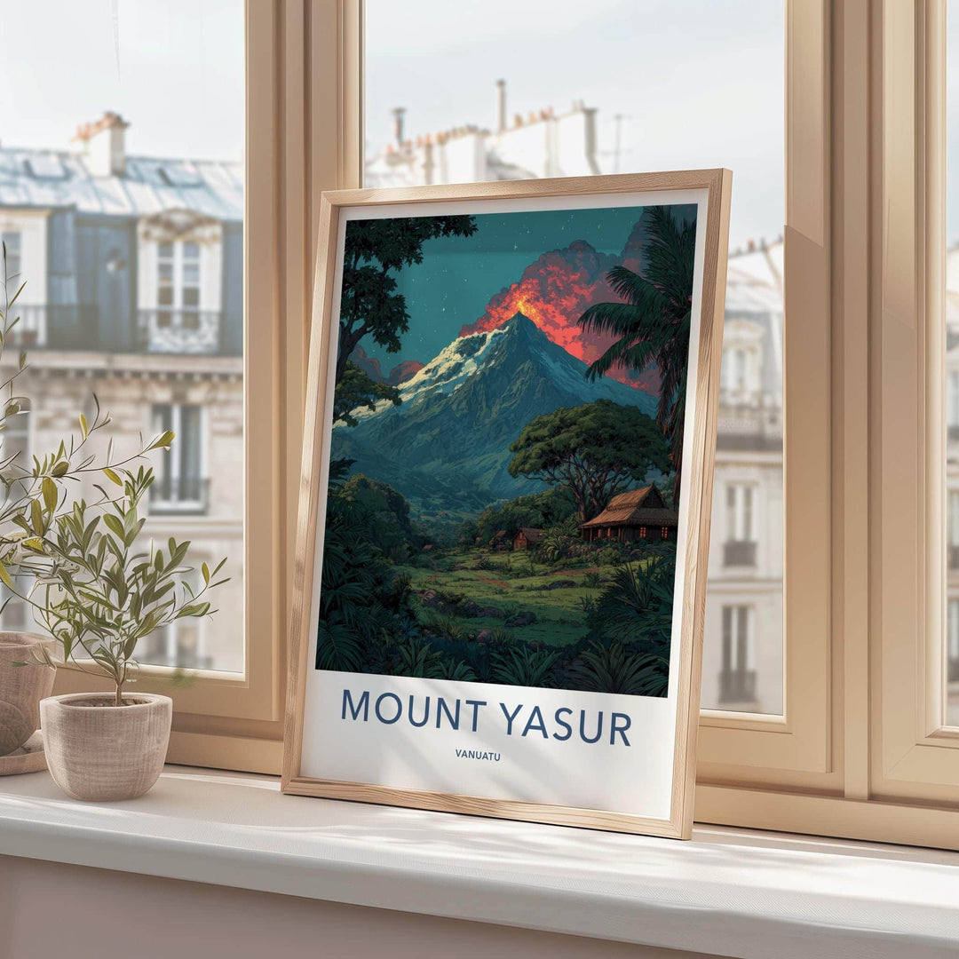 Mount Yasur Poster - Vanuatu Wall Art - Erupting Volcano Jungle Home Decor