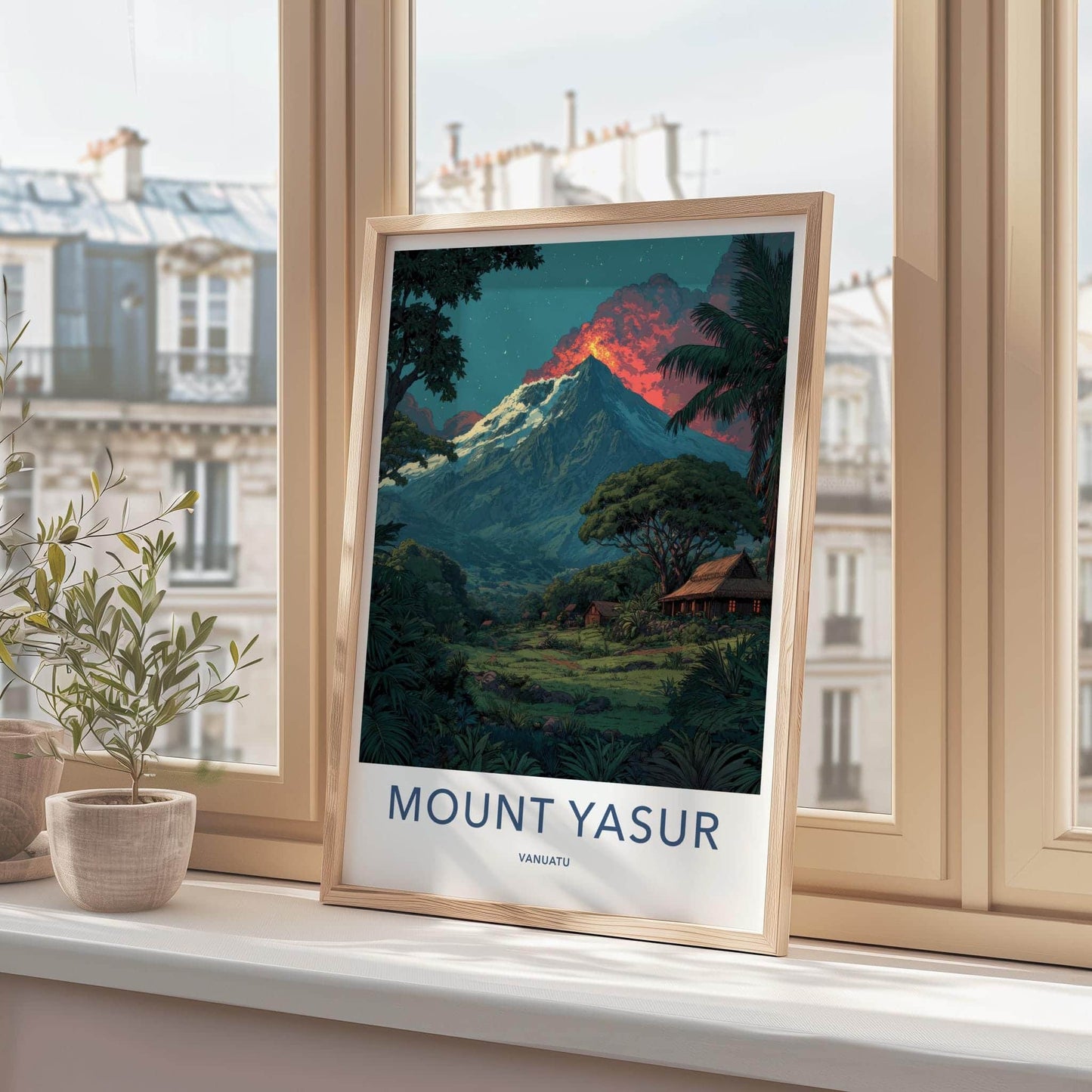 Mount Yasur Poster - Vanuatu Wall Art - Erupting Volcano Jungle Home Decor