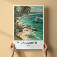 Mozambique Poster - Africa Travel Art - Palm Trees Sailboats Home Decor