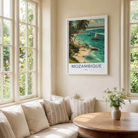 Mozambique Poster - Africa Travel Art - Palm Trees Sailboats Home Decor