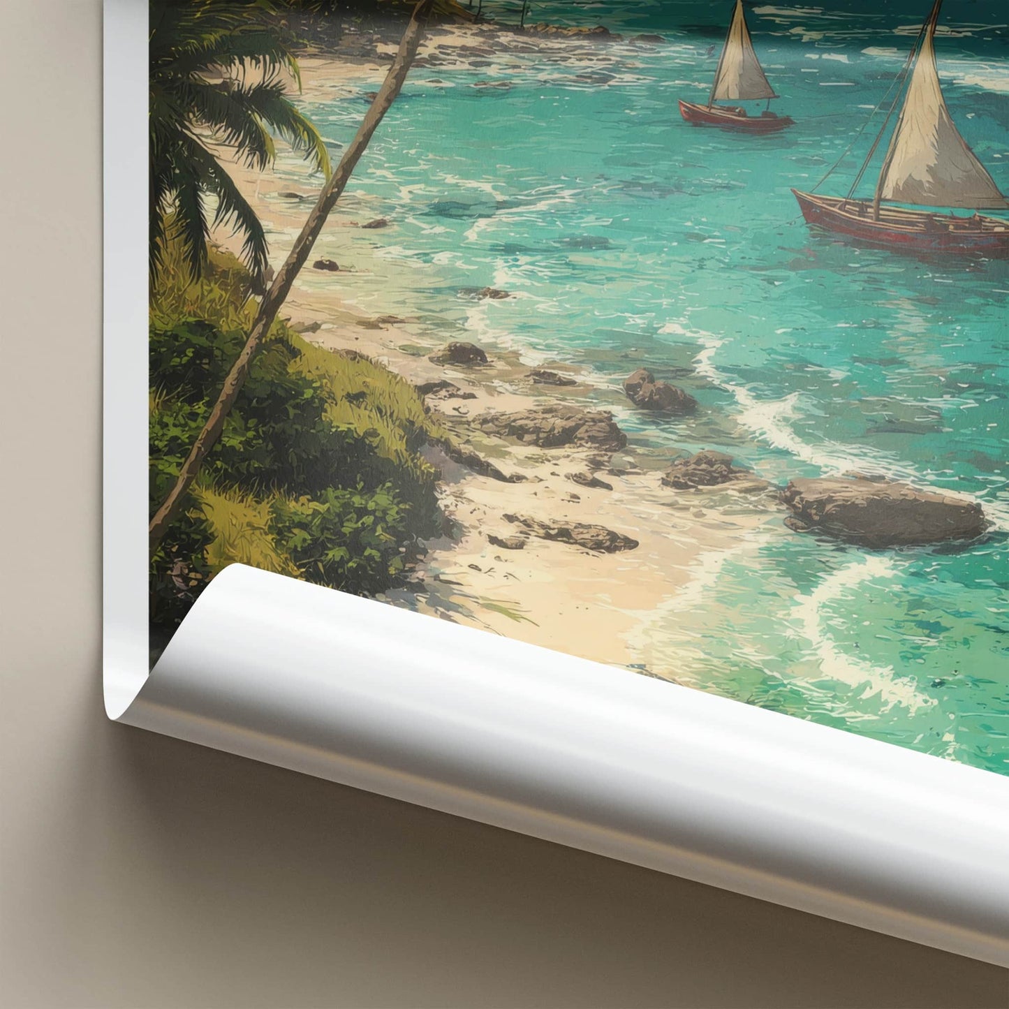 Mozambique Poster - Africa Travel Art - Palm Trees Sailboats Home Decor