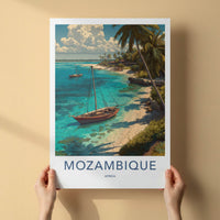 Mozambique Poster - Africa Travel Art - Tropical Beach Boats Home Decor