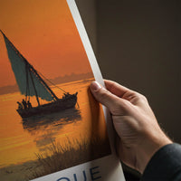 Mozambique Poster - Sunset Travel Art - Boats Golden Sunset Home Decor