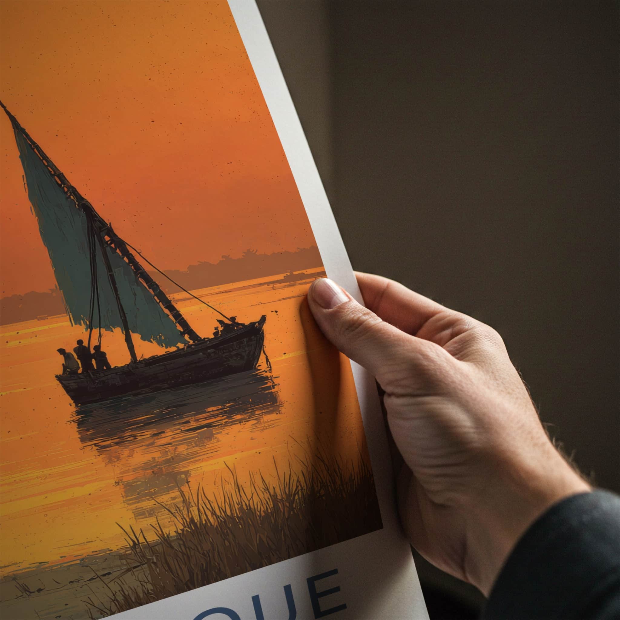 Mozambique Poster - Sunset Travel Art - Boats Golden Sunset Home Decor