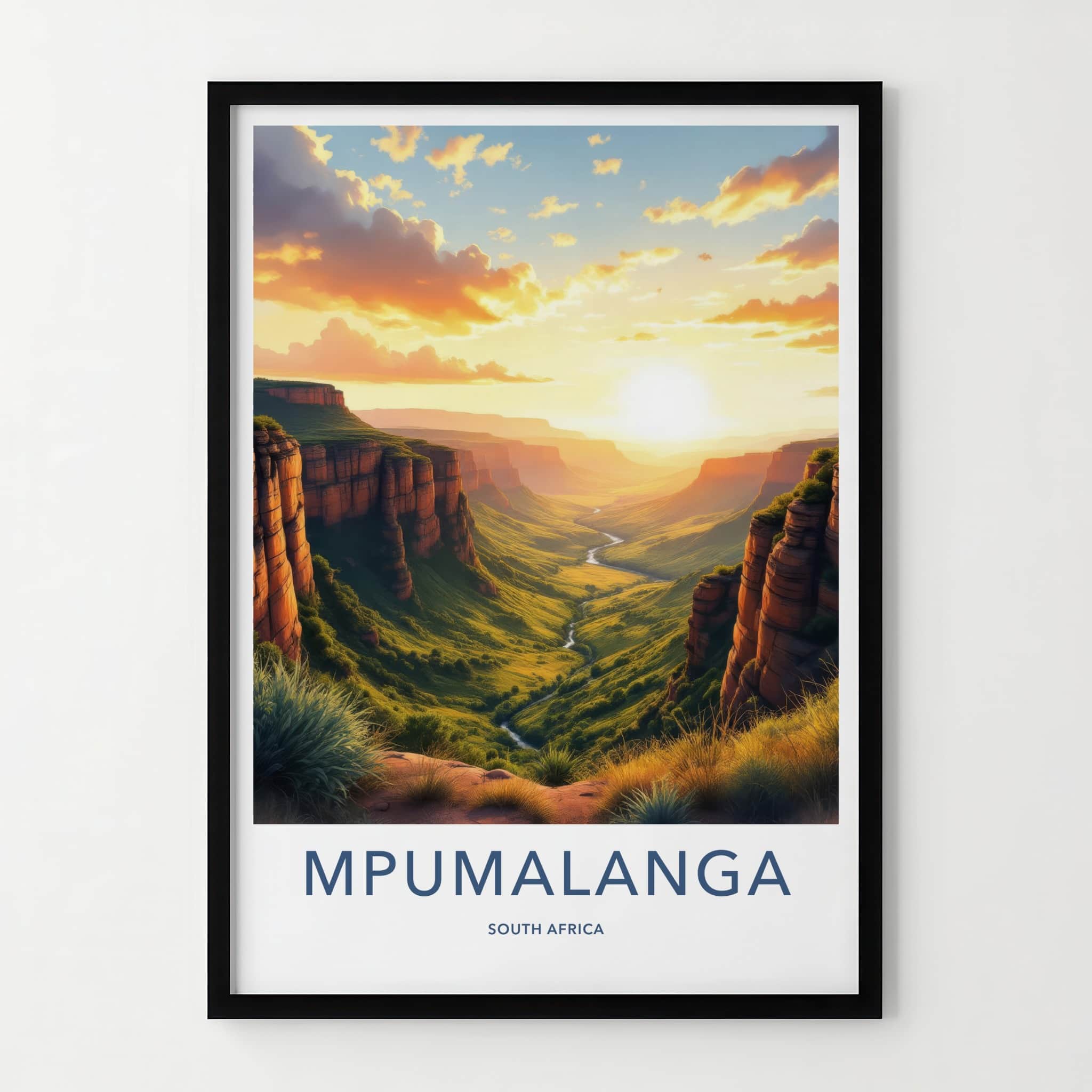 Mpumalanga Poster - South Africa Travel Art - Dramatic River Sunset Home Decor